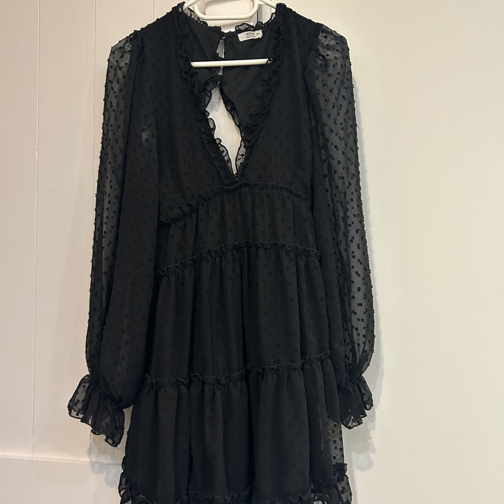 Ardene Black Babydoll Dress with Plunge Neckline